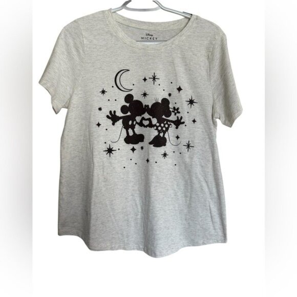 Disney Mickey & Minnie Mouse Gray T-Shirt Womens M Short Sleeve Graphic Tee - Picture 2 of 5